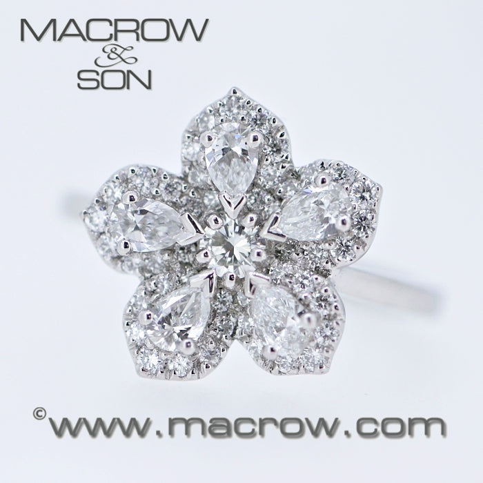 Platinum Diamond Set Flower Ring