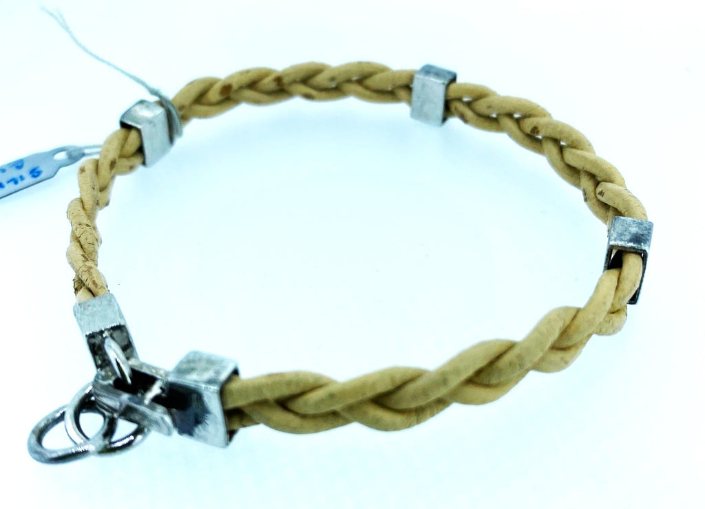 Fred Bennett – Beige Leather twined & Silver Bracelet