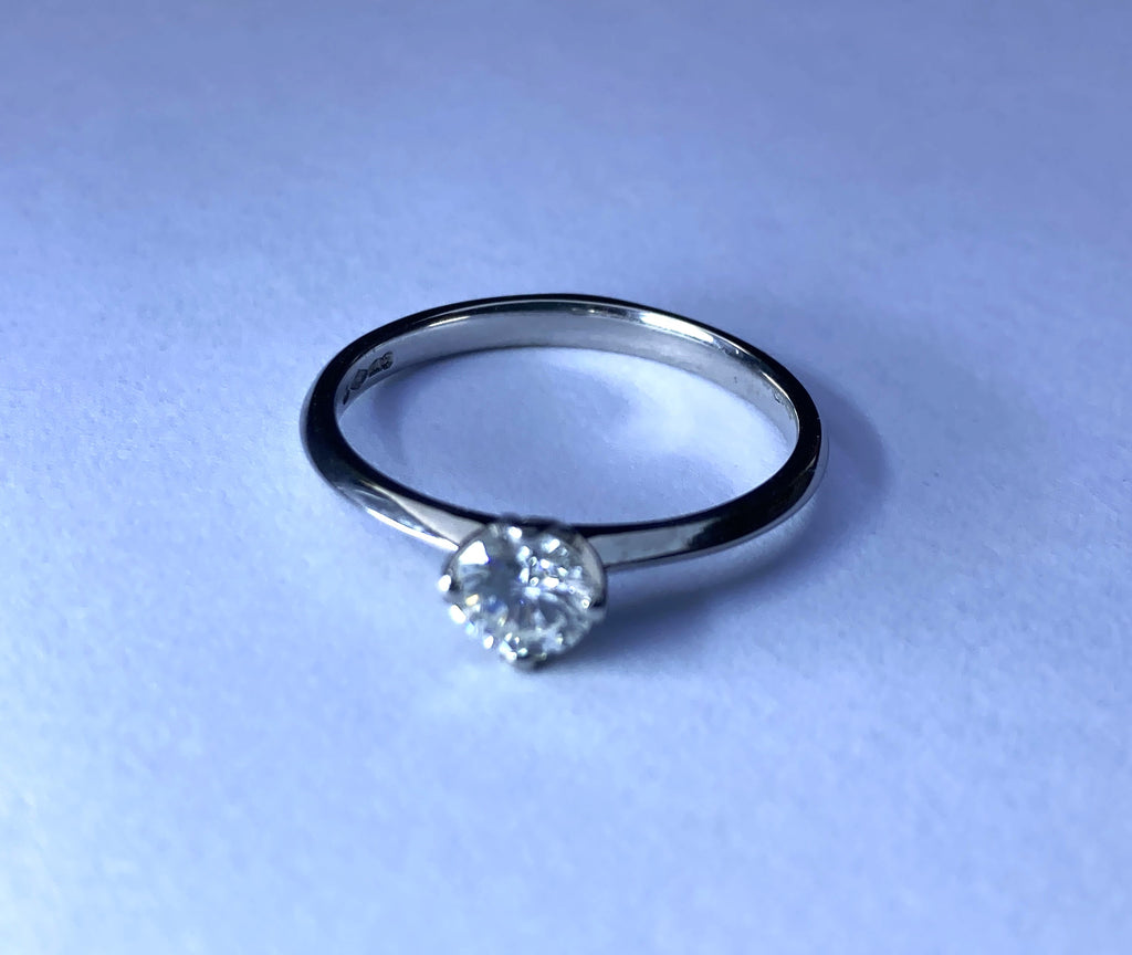 Platinum solitaire diamond ring