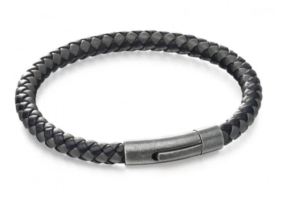 Fred Bennett Grey Blue Woven Leather Bracelet