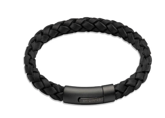 Unique - Men's Leather Bracelet Matt Steel Clasp