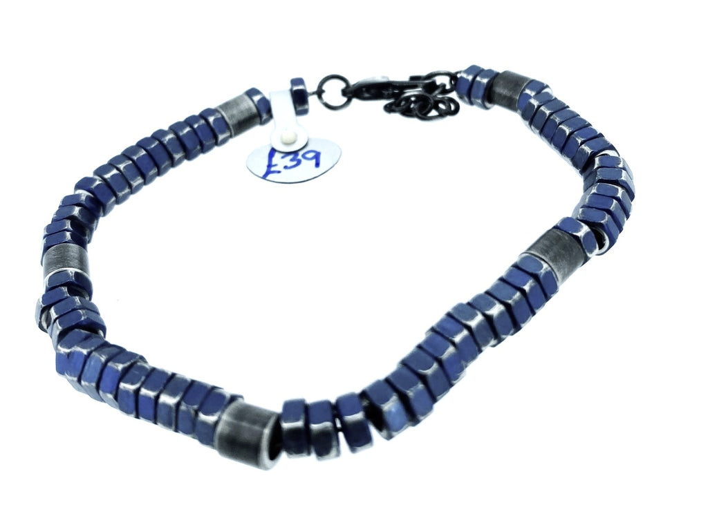 Unique - Men's petrol blue nut bracelet