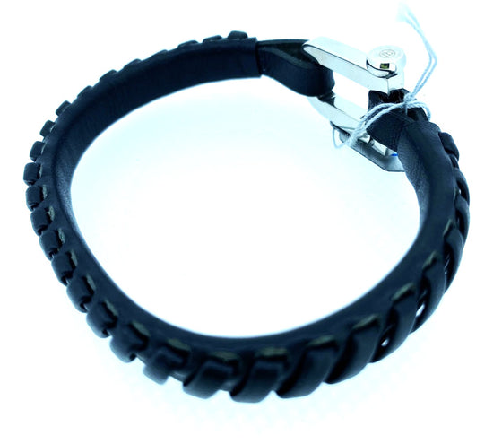 Fred Bennett – Stainless Steel Black Leather Bracelet