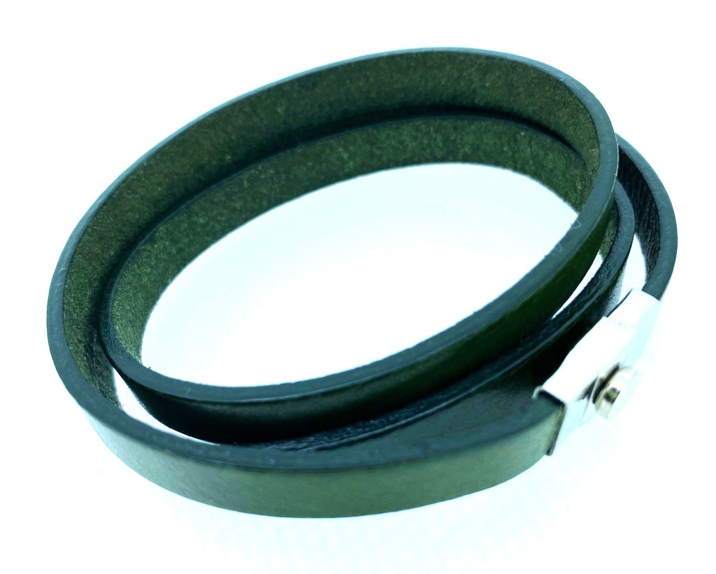 Tribal Leather and Stainless Steel Bracelet
