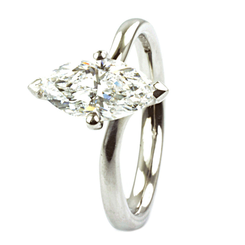 18ct White Gold Marquise Cut Diamond Solitaire