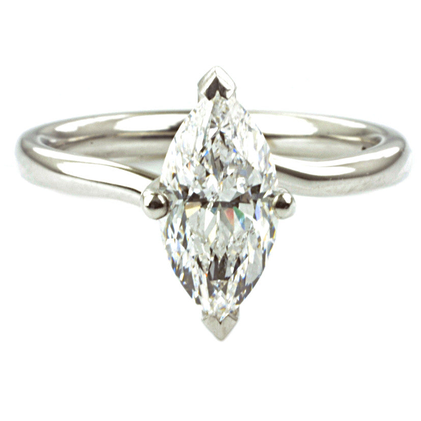 18ct White Gold Marquise Cut Diamond Solitaire