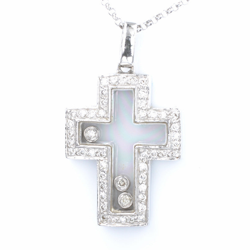 Floating diamond cross necklace on sale