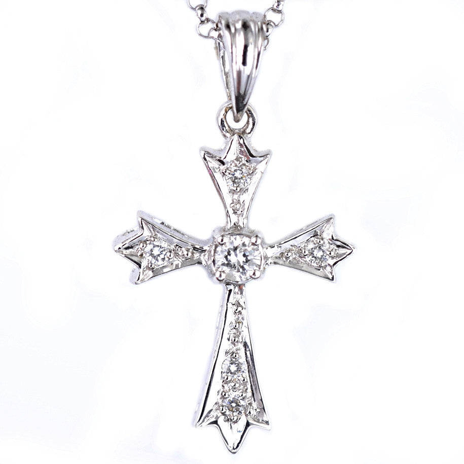 18ct White Gold Diamond Cross Pendant Macrow and Son