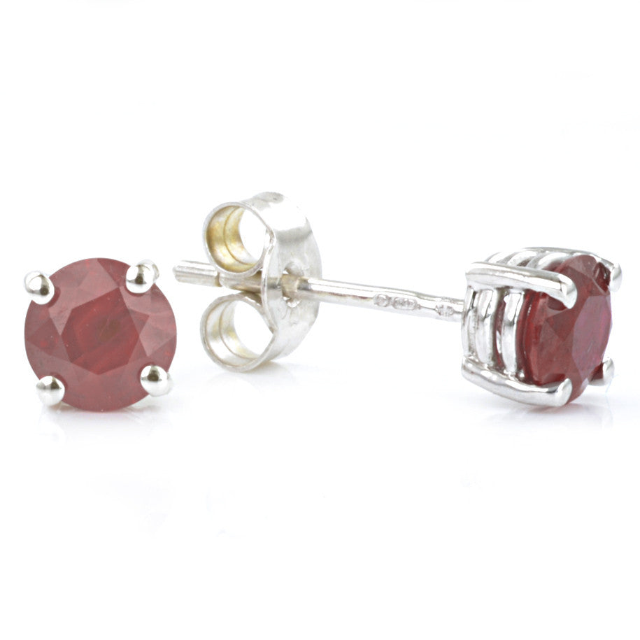 9ct White Gold Ruby Ear Studs