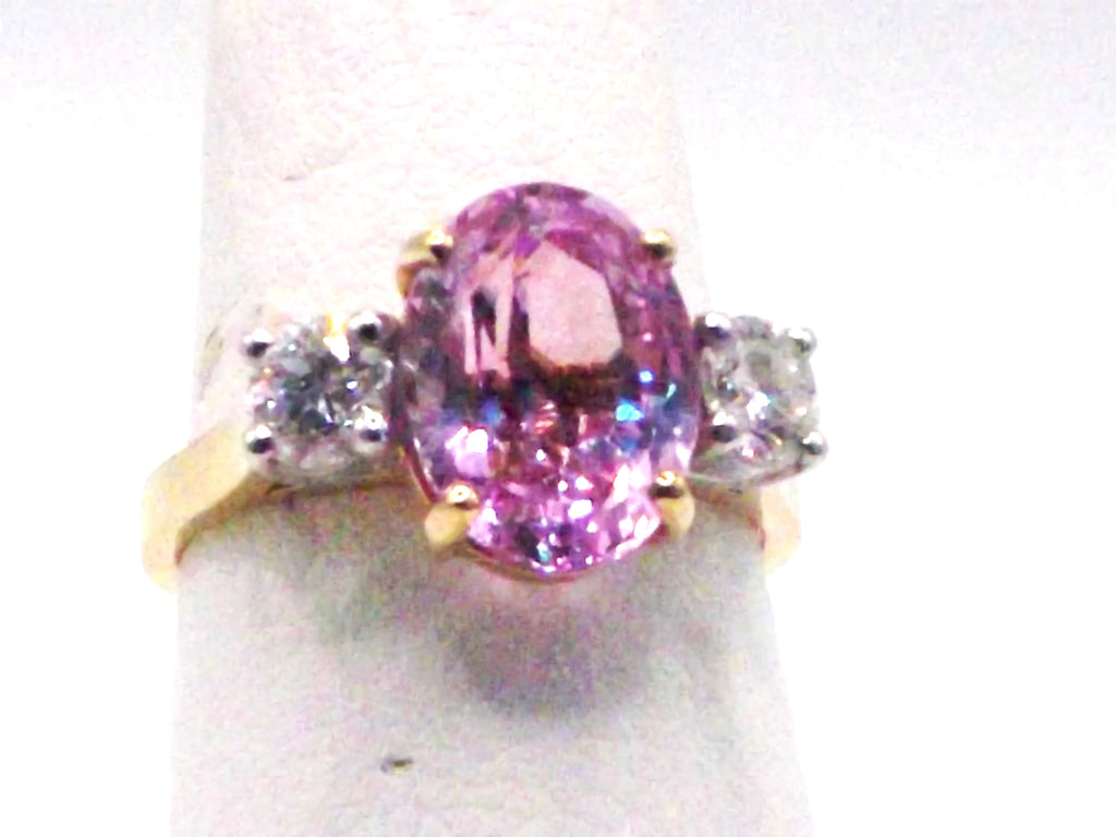 Handmade 18ct Gold Pink Sapphire and Diamond ring