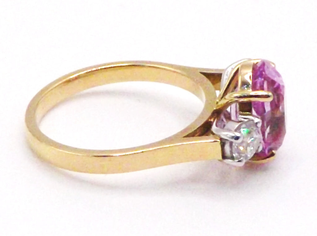 Handmade 18ct Gold Pink Sapphire and Diamond ring