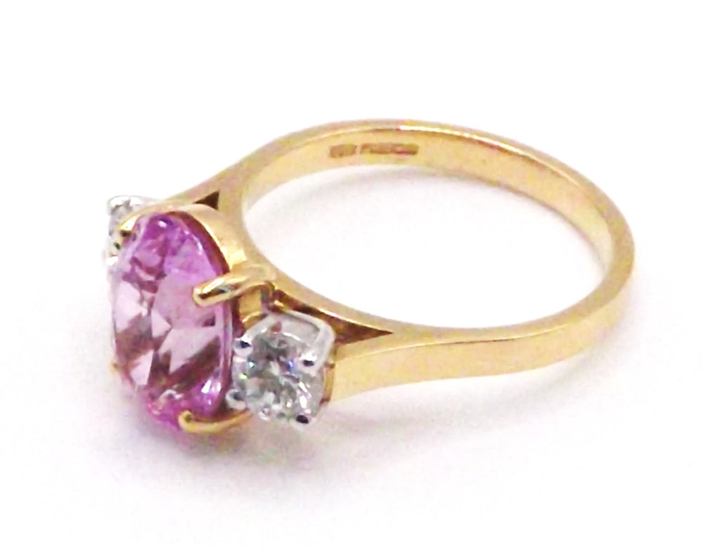 Handmade 18ct Gold Pink Sapphire and Diamond ring