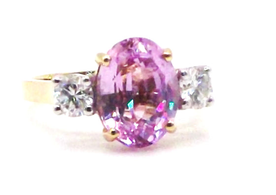 Handmade 18ct Gold Pink Sapphire and Diamond ring