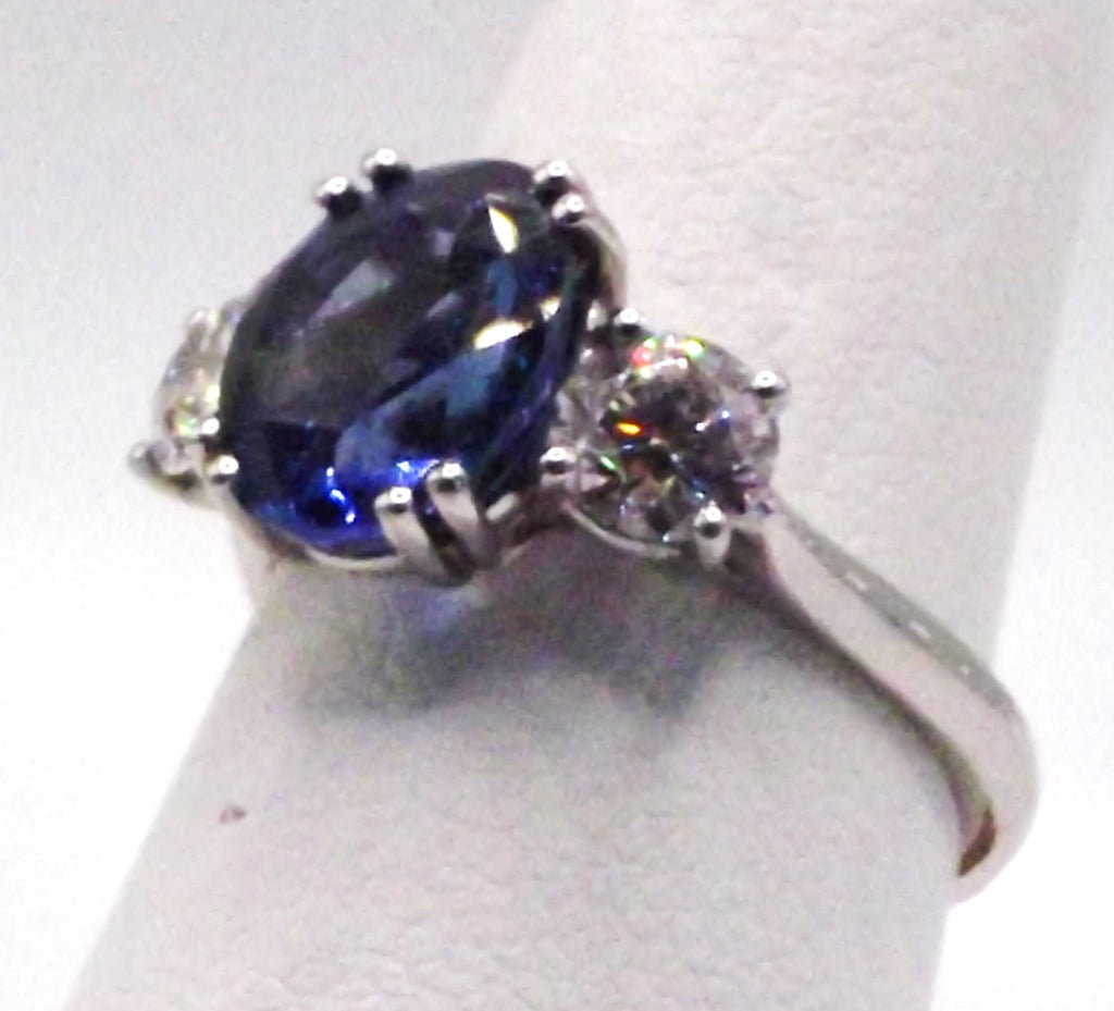 Platinum Sapphire and Diamond ring