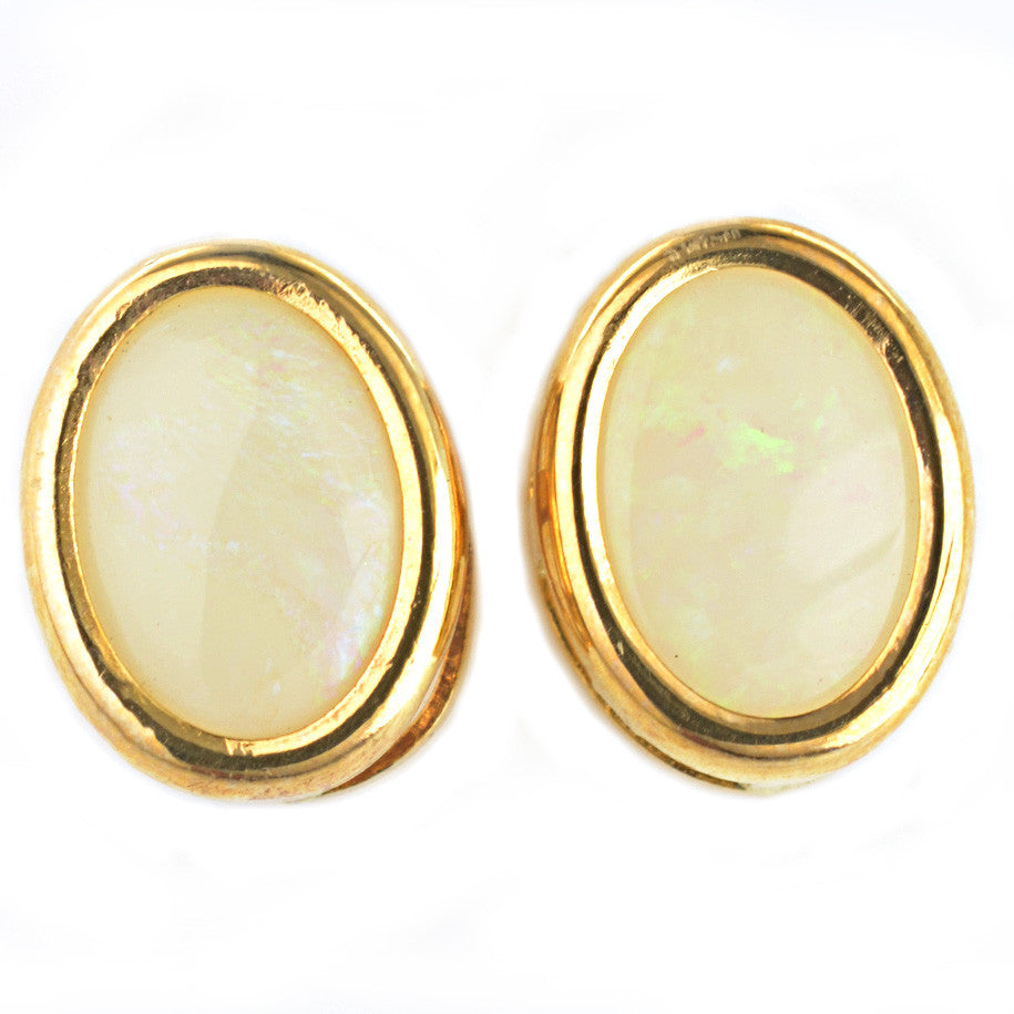 9ct Yellow Gold Opal Ear Studs