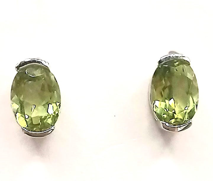 9 ct White Gold Studs with 1.81 ct Oval Mixed Cut Peridot