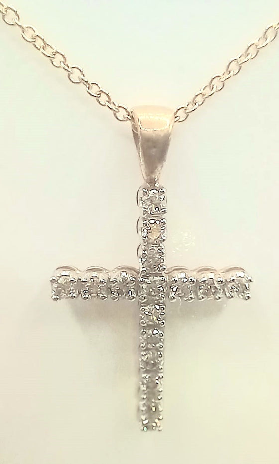 9 ct Yellow Gold cross with 0.5 ct diamonds