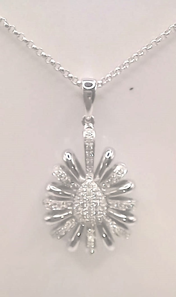 18 ct White Gold Pavi set Diamond flower shaped pendant