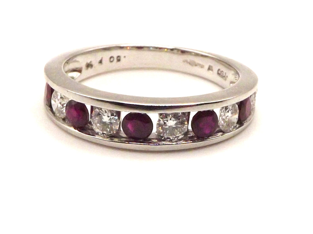 18 ct White Gold Ruby and Diamond Half eternity ring