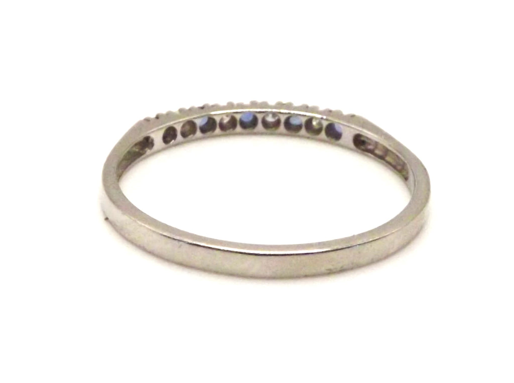 Palladium half eternity ring with sapphires and diamonds