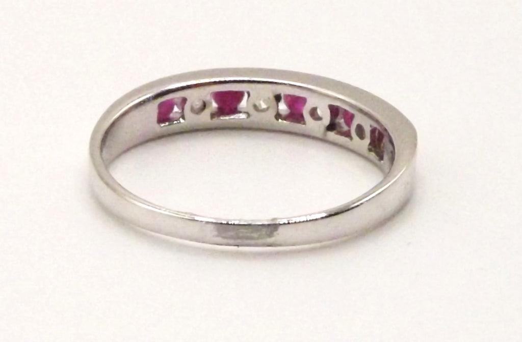 9 ct White Gold half eternity ring with rubys