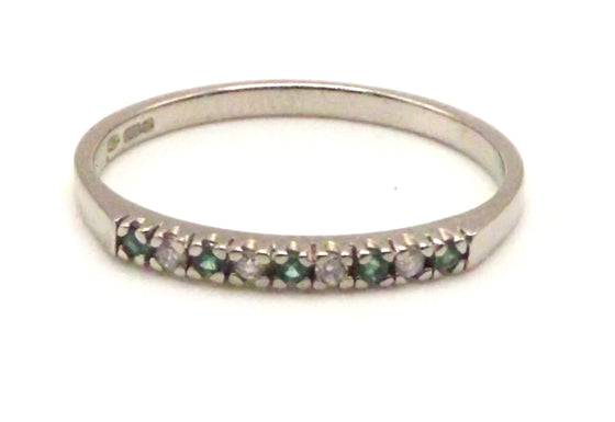 Palladium Emerald & Diamond half eternity ring