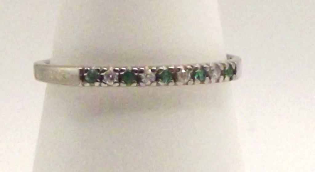 Palladium Emerald & Diamond half eternity ring