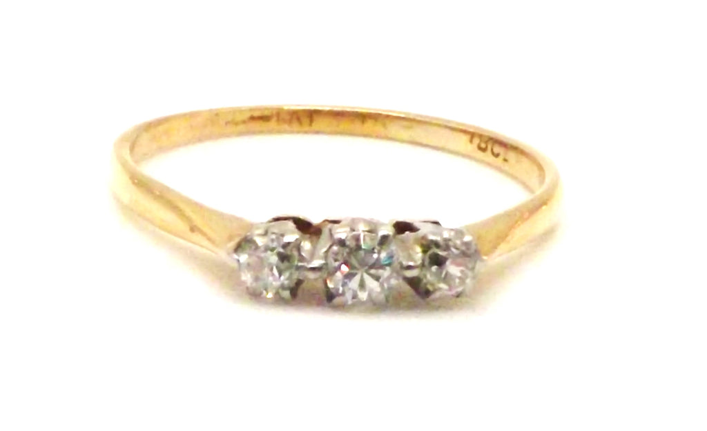 18 ct Yellow Gold & Platinum Triology with diamonds
