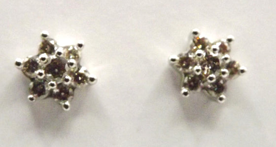 9ct White Gold Diamond Ear Studs
