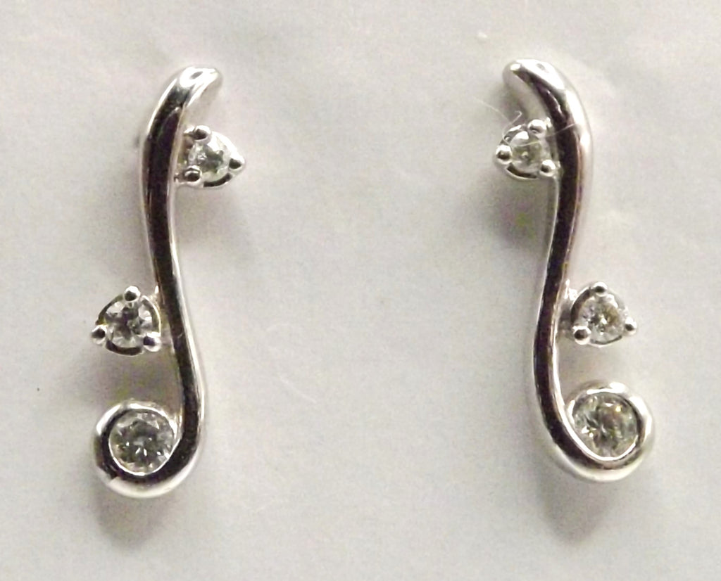 18ct White Gold Diamond Swirl Earrings