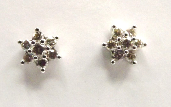 9 ct White Gold cluster stud earrings with 0.52 ct diamonds