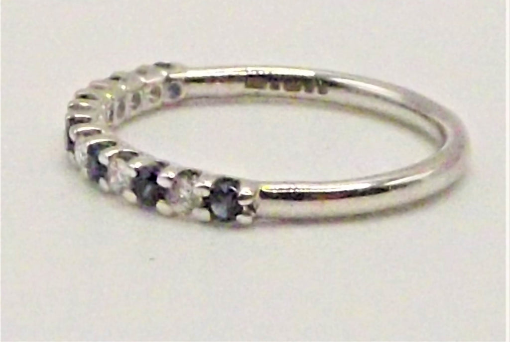 18 ct White Gold Sapphire and Diamond half eternity ring