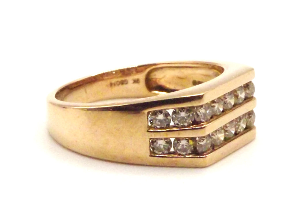 9 ct Yellow Gold tension set ring with 1.05 ct diamonds