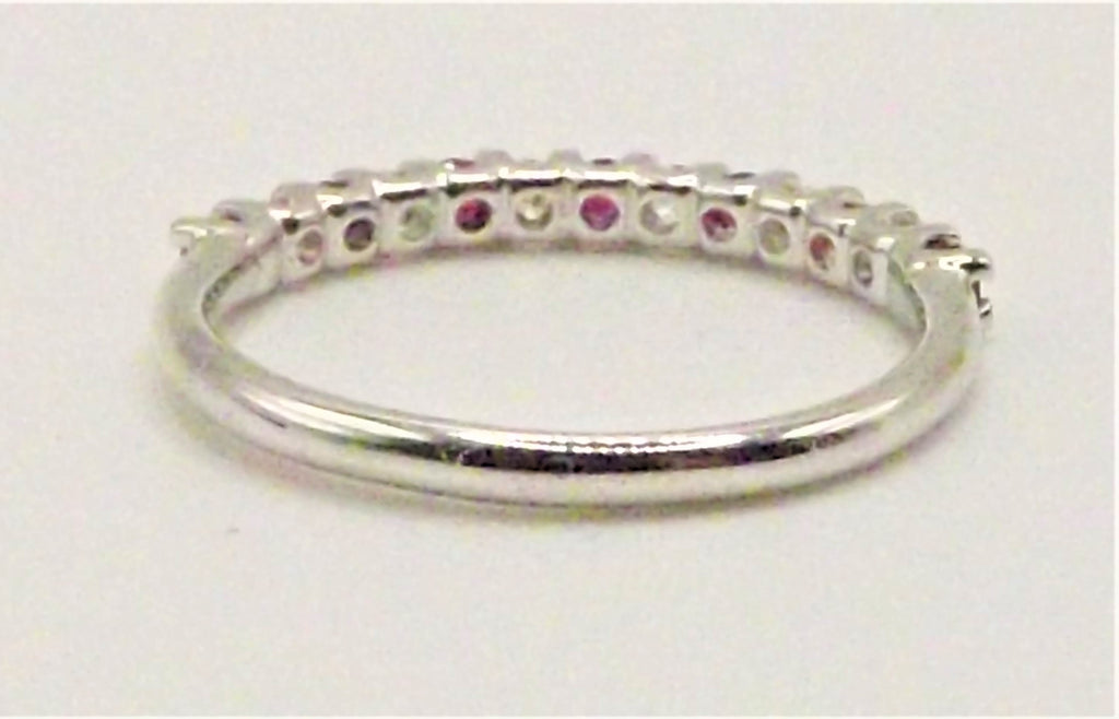 18 ct White Gold half eternity ring with ruby and Diamonds