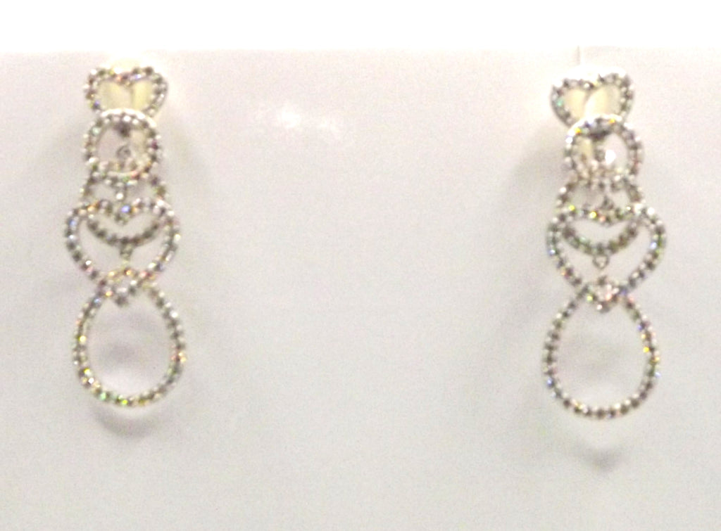 18ct White Gold Set with Hearts and Circles Diamonds Earrings