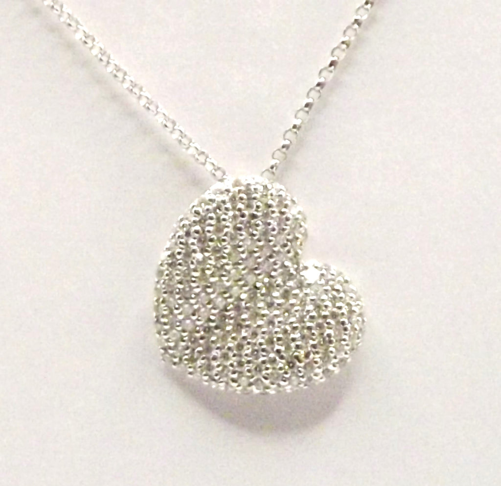 18ct White Gold Pave set Diamond Heart Pendant