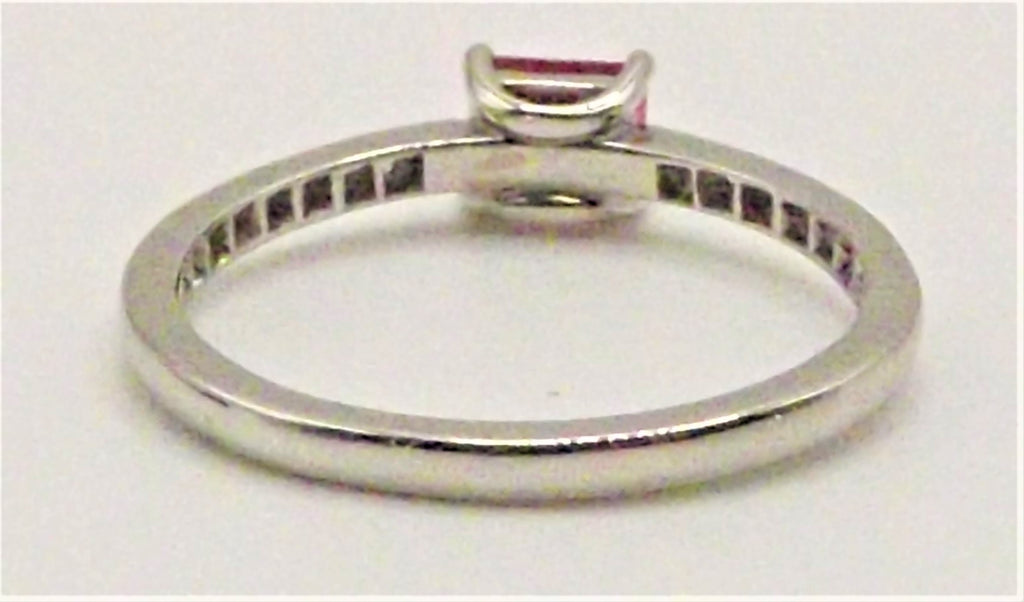 Platinum ring set with 0.47 ct Pink Spinel and Diamond Shoulder