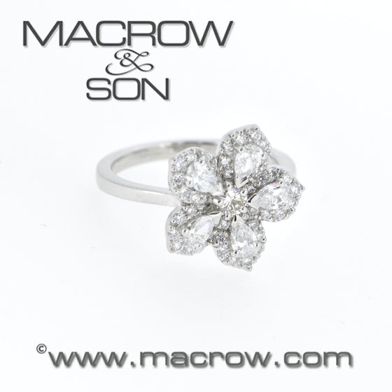 Platinum Diamond Set Flower Ring