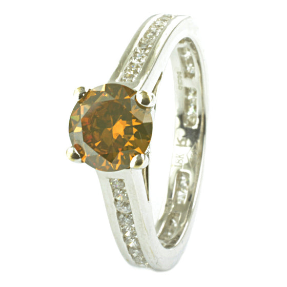18ct White Gold Brown/Orange Diamond Ring