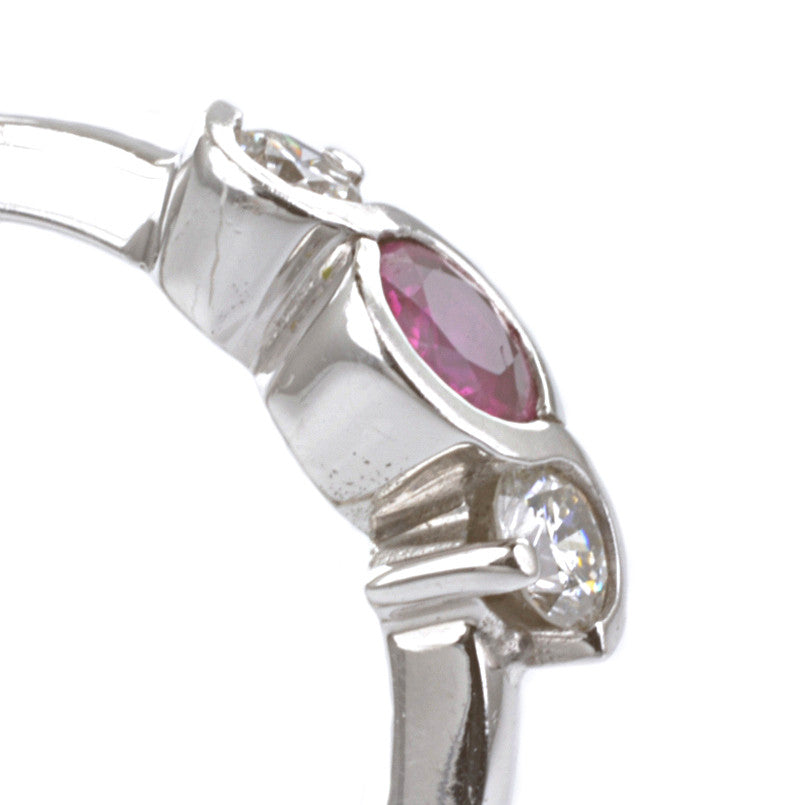 18ct White Gold Ruby and Diamond Trilogy Ring