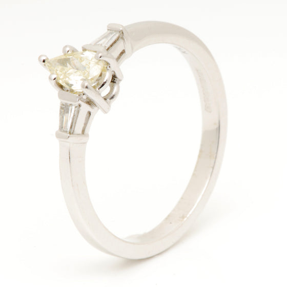 Platinum Natural Yellow Pear Shaped Diamond Ring