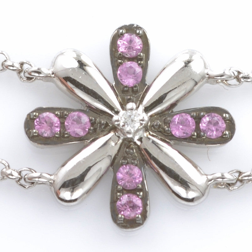 18ct White Gold Pink Sapphire and Diamond Bracelet