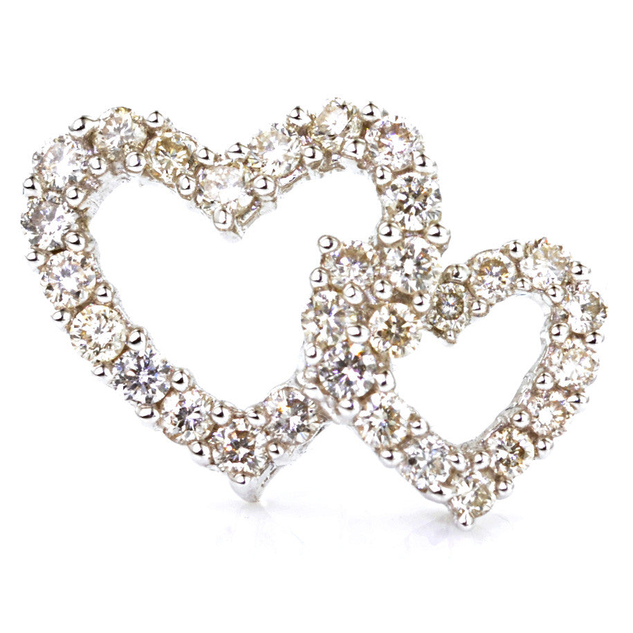 18ct White Gold Diamond Heart Studs