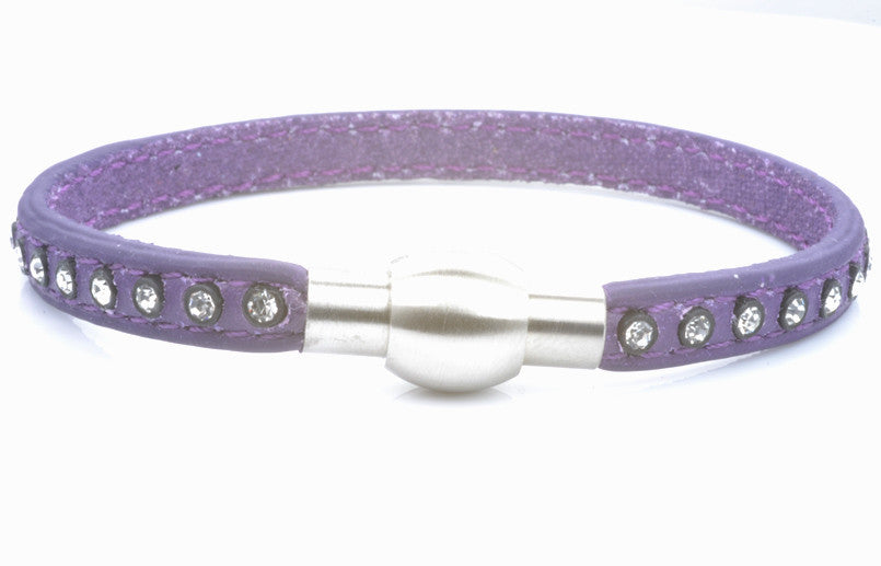 Purple Leather and Crystal Bracelet