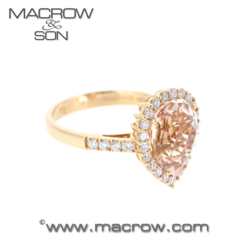 18ct Rose Gold Morganite & Diamond Cluster Ring
