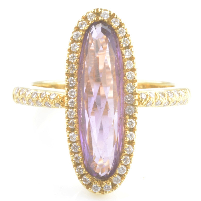 18ct Yellow Gold Amethyst and Diamond Dress Ring